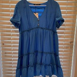 NWT Zara babydoll blue dress!